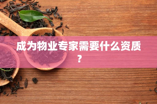 成为物业专家需要什么资质？