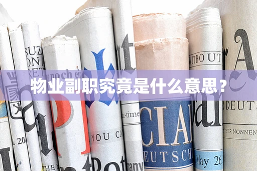 物业副职究竟是什么意思？