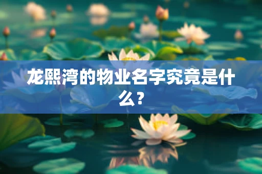 龙熙湾的物业名字究竟是什么？
