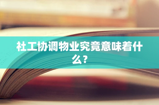 社工协调物业究竟意味着什么？