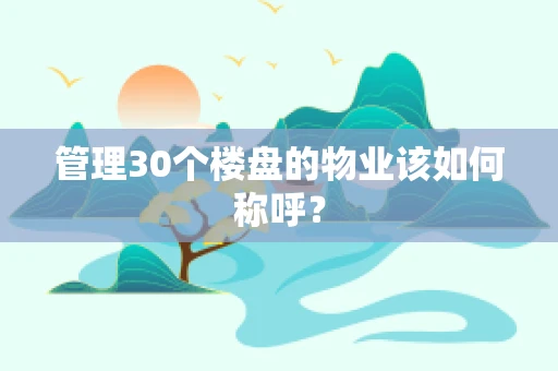 管理30个楼盘的物业该如何称呼？