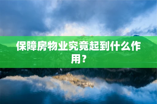 保障房物业究竟起到什么作用？