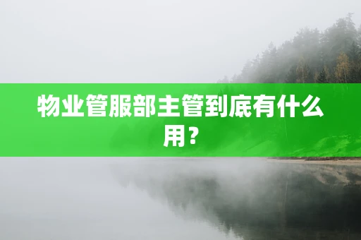 物业管服部主管到底有什么用？