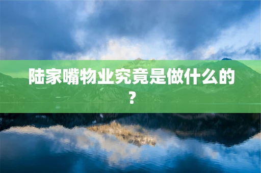 陆家嘴物业究竟是做什么的？